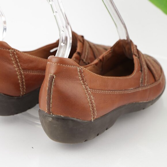 Clarks Womens Ordell Ava Slip On Shoes Size 7.5 Tan Brown Leather Loafer Flats - Picture 3 of 11